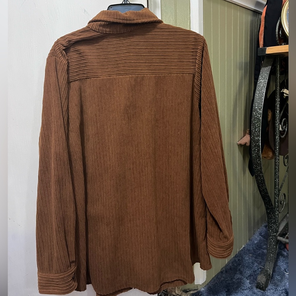 NY Collection Brown Ribbed Shirt - Picture 3 of 3
